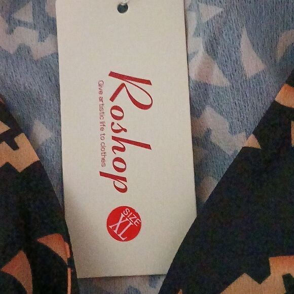 Flutter Sleeve Tie Front Halloween Pumpkin Jack O Lantern Blouse Top Sz XL NWT - Picture 6 of 6